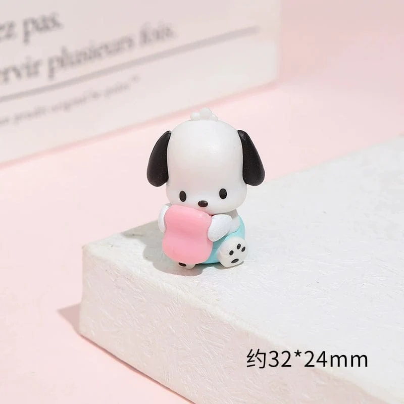5 Teile/satz Mini Sanrio Figuren Puppe 3cm Hallo Kitty Kuromi melody Kuchen dekoration modell desktop spielzeug auto dekoration