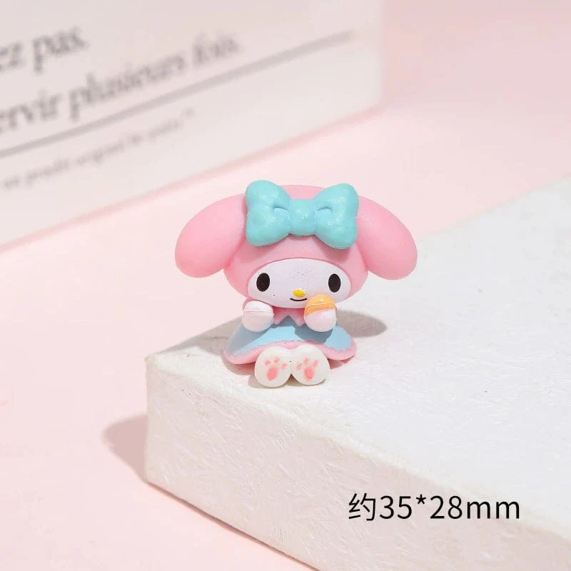 5 Teile/satz Mini Sanrio Figuren Puppe 3cm Hallo Kitty Kuromi melody Kuchen dekoration modell desktop spielzeug auto dekoration