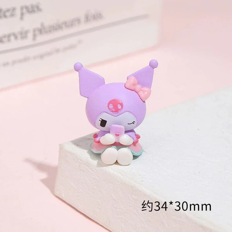 5 Teile/satz Mini Sanrio Figuren Puppe 3cm Hallo Kitty Kuromi melody Kuchen dekoration modell desktop spielzeug auto dekoration