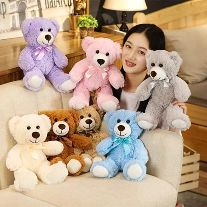 35CM süße bunte Fliege Bär Puppe Plüsch Spielzeug Umarmung Bär Puppe Kinder Geburtstag Geschenk Kissen Teddybär Hause Wohnzimmer zimmer Schlafzimmer