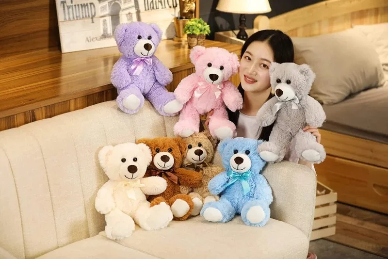 35CM süße bunte Fliege Bär Puppe Plüsch Spielzeug Umarmung Bär Puppe Kinder Geburtstag Geschenk Kissen Teddybär Hause Wohnzimmer zimmer Schlafzimmer