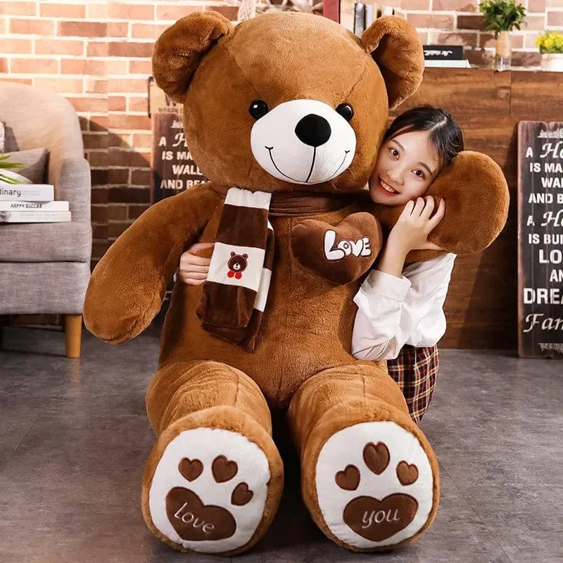 Hochwertiger 4 Farben Teddybär mit Schal Kuscheltiere Bär Plüschtiere Puppe Kissen Kinder Liebhaber Geburtstag Baby Geschenk