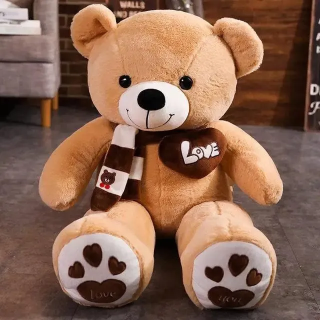 Hochwertiger 4 Farben Teddybär mit Schal Kuscheltiere Bär Plüschtiere Puppe Kissen Kinder Liebhaber Geburtstag Baby Geschenk