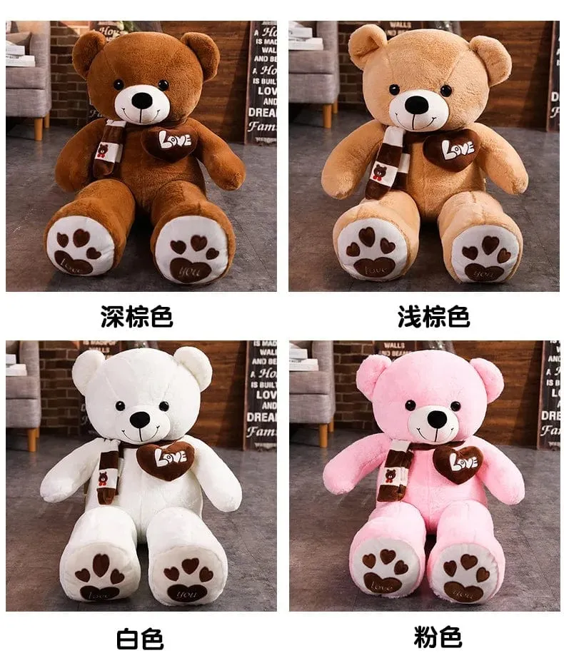 Hochwertiger 4 Farben Teddybär mit Schal Kuscheltiere Bär Plüschtiere Puppe Kissen Kinder Liebhaber Geburtstag Baby Geschenk