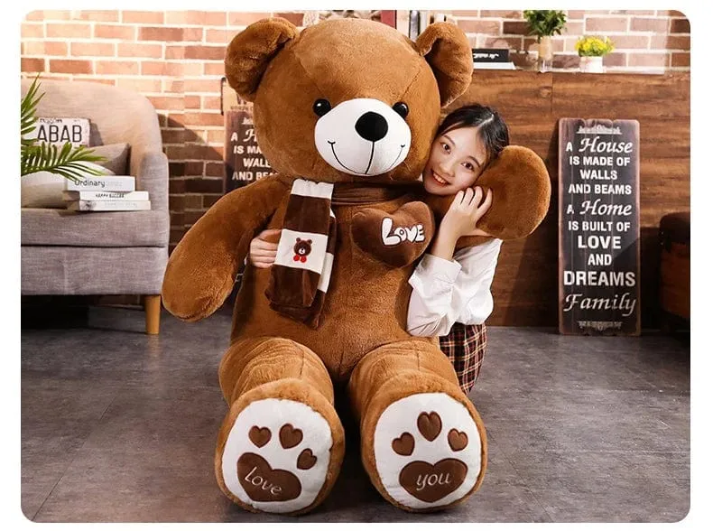 Hochwertiger 4 Farben Teddybär mit Schal Kuscheltiere Bär Plüschtiere Puppe Kissen Kinder Liebhaber Geburtstag Baby Geschenk