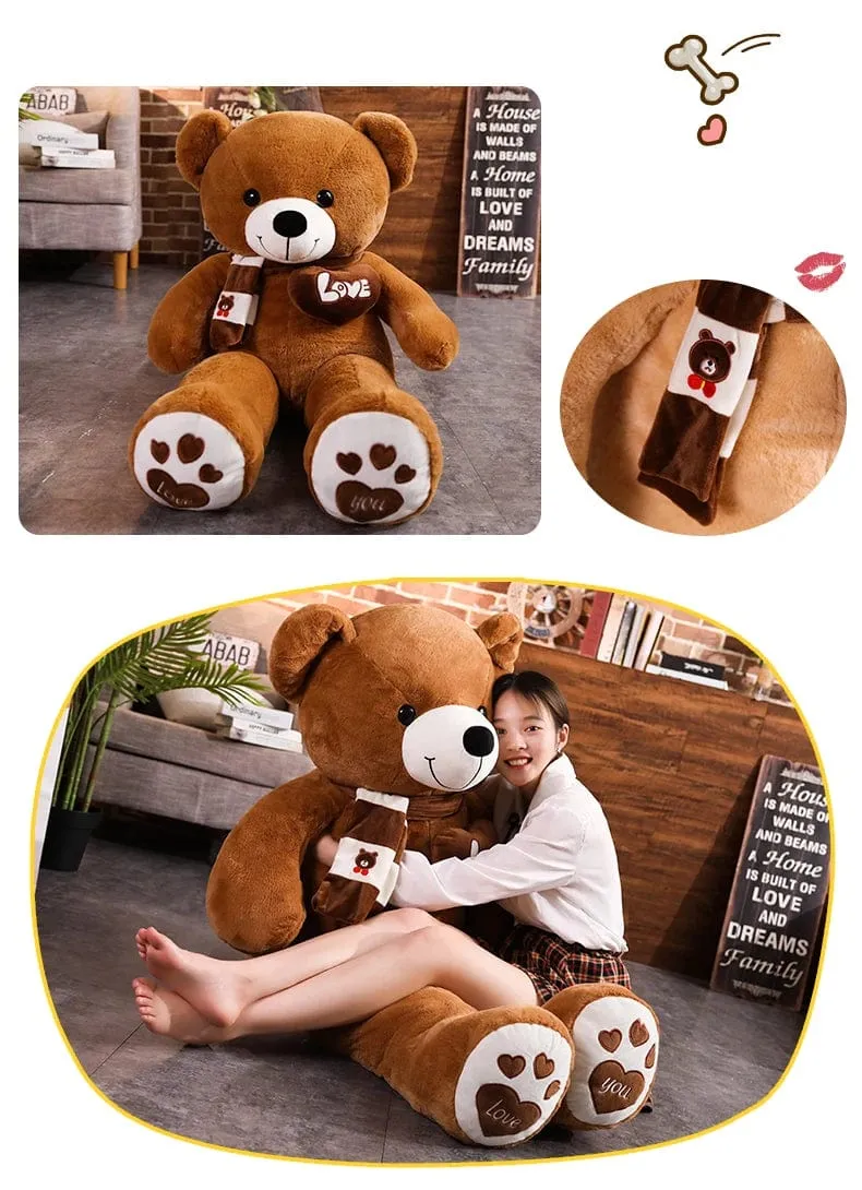 Hochwertiger 4 Farben Teddybär mit Schal Kuscheltiere Bär Plüschtiere Puppe Kissen Kinder Liebhaber Geburtstag Baby Geschenk