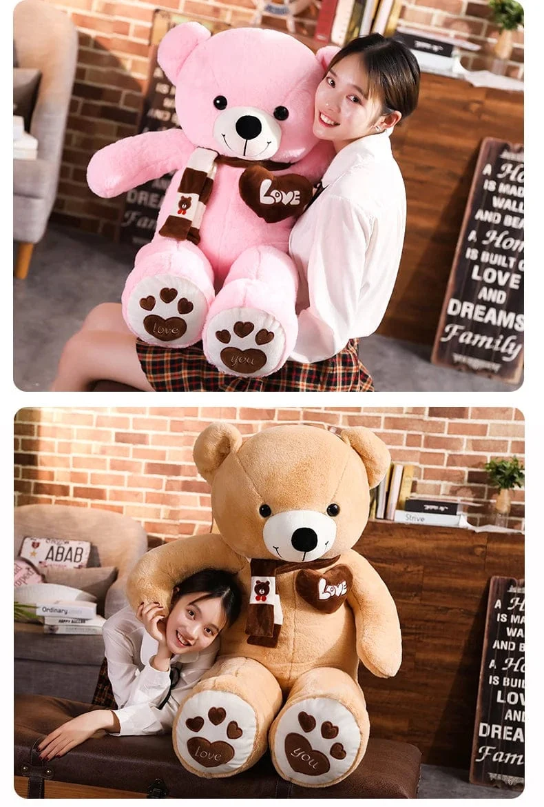 Hochwertiger 4 Farben Teddybär mit Schal Kuscheltiere Bär Plüschtiere Puppe Kissen Kinder Liebhaber Geburtstag Baby Geschenk