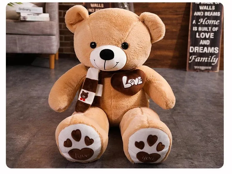 Hochwertiger 4 Farben Teddybär mit Schal Kuscheltiere Bär Plüschtiere Puppe Kissen Kinder Liebhaber Geburtstag Baby Geschenk