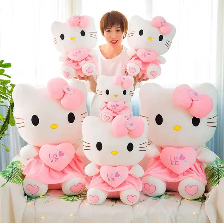 24-55 cm Sanrio Hello Kitty Katze Plüschtiere Cartoon KT Katze Plüschpuppe Weiche Angefüllte Anime Kissen Geburtstagsgeschenke für Kinder Mädchen