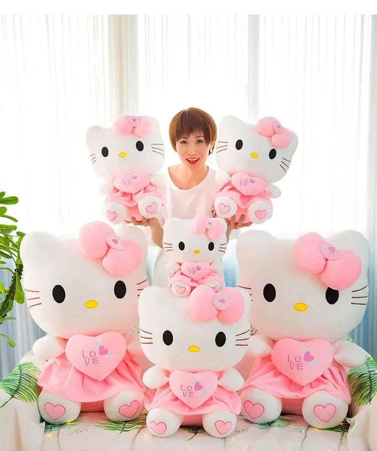 24-55 cm Sanrio Hello Kitty Katze Plüschtiere Cartoon KT Katze Plüschpuppe Weiche Angefüllte Anime Kissen Geburtstagsgeschenke für Kinder Mädchen