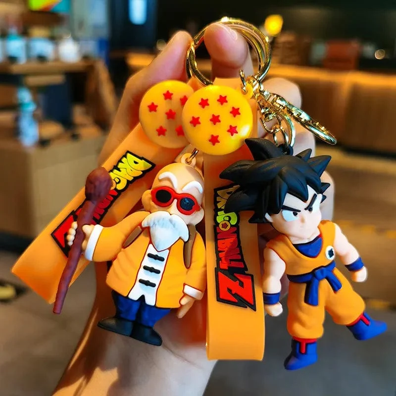 Anime Dragon Ball Schlüsselanhänger Modeschmuck Son Goku Vegeta Piccolo Actionfiguren 8CM PVC Schlüsselanhänger für Männer Frauen Taschenanhänger