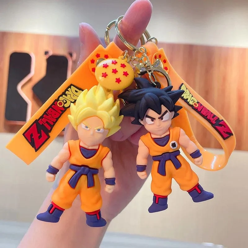 Anime Dragon Ball Schlüsselanhänger Modeschmuck Son Goku Vegeta Piccolo Actionfiguren 8CM PVC Schlüsselanhänger für Männer Frauen Taschenanhänger