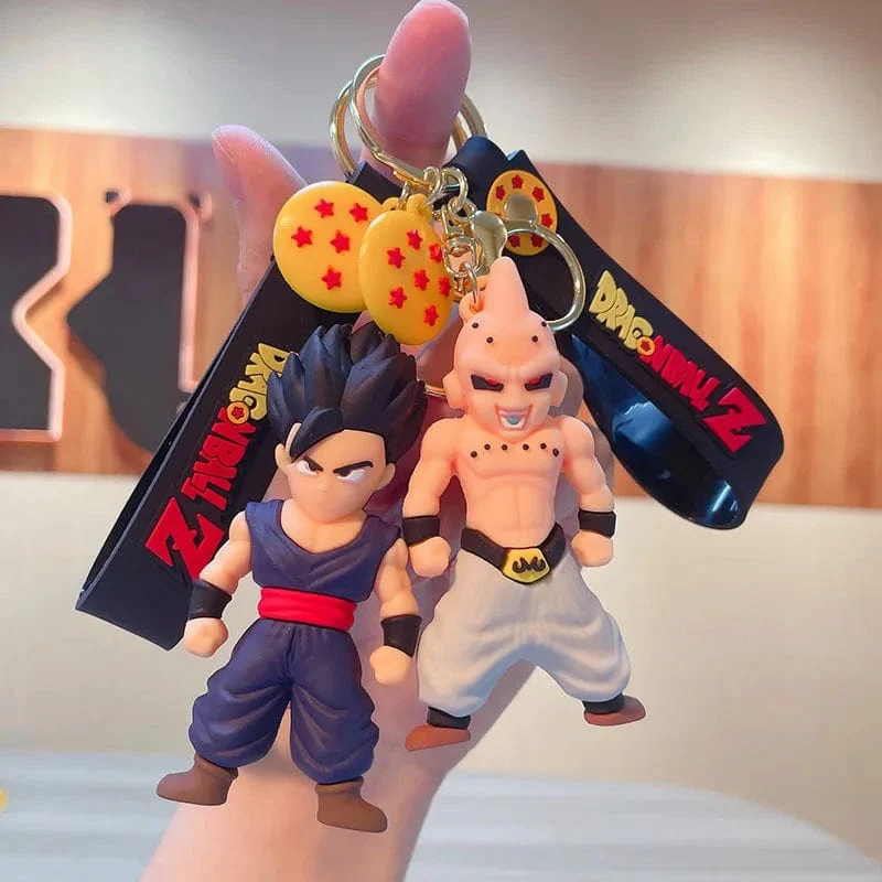 Anime Dragon Ball Schlüsselanhänger Modeschmuck Son Goku Vegeta Piccolo Actionfiguren 8CM PVC Schlüsselanhänger für Männer Frauen Taschenanhänger