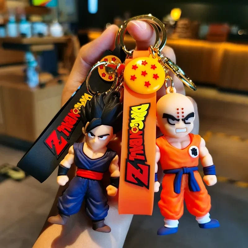 Anime Dragon Ball Schlüsselanhänger Modeschmuck Son Goku Vegeta Piccolo Actionfiguren 8CM PVC Schlüsselanhänger für Männer Frauen Taschenanhänger