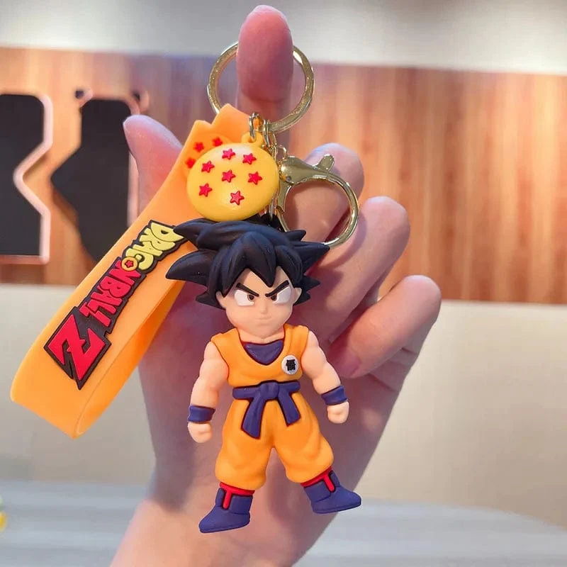 Anime Dragon Ball Schlüsselanhänger Modeschmuck Son Goku Vegeta Piccolo Actionfiguren 8CM PVC Schlüsselanhänger für Männer Frauen Taschenanhänger