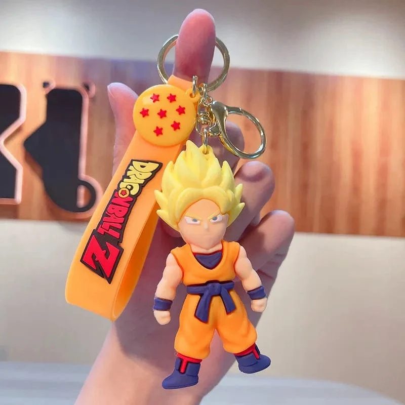 Anime Dragon Ball Schlüsselanhänger Modeschmuck Son Goku Vegeta Piccolo Actionfiguren 8CM PVC Schlüsselanhänger für Männer Frauen Taschenanhänger