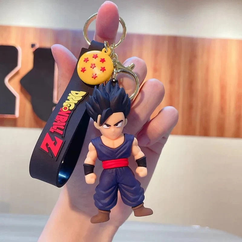 Anime Dragon Ball Schlüsselanhänger Modeschmuck Son Goku Vegeta Piccolo Actionfiguren 8CM PVC Schlüsselanhänger für Männer Frauen Taschenanhänger