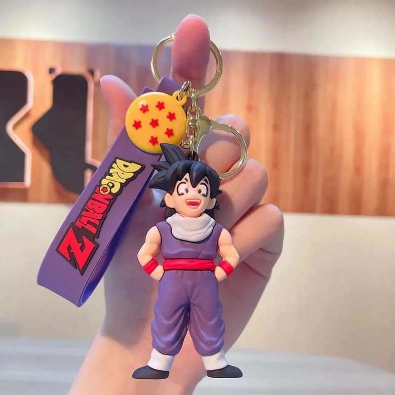 Anime Dragon Ball Schlüsselanhänger Modeschmuck Son Goku Vegeta Piccolo Actionfiguren 8CM PVC Schlüsselanhänger für Männer Frauen Taschenanhänger