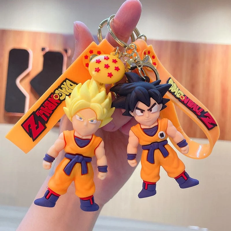 Anime Dragon Ball Schlüsselanhänger Modeschmuck Son Goku Vegeta Piccolo Actionfiguren 8CM PVC Schlüsselanhänger für Männer Frauen Taschenanhänger