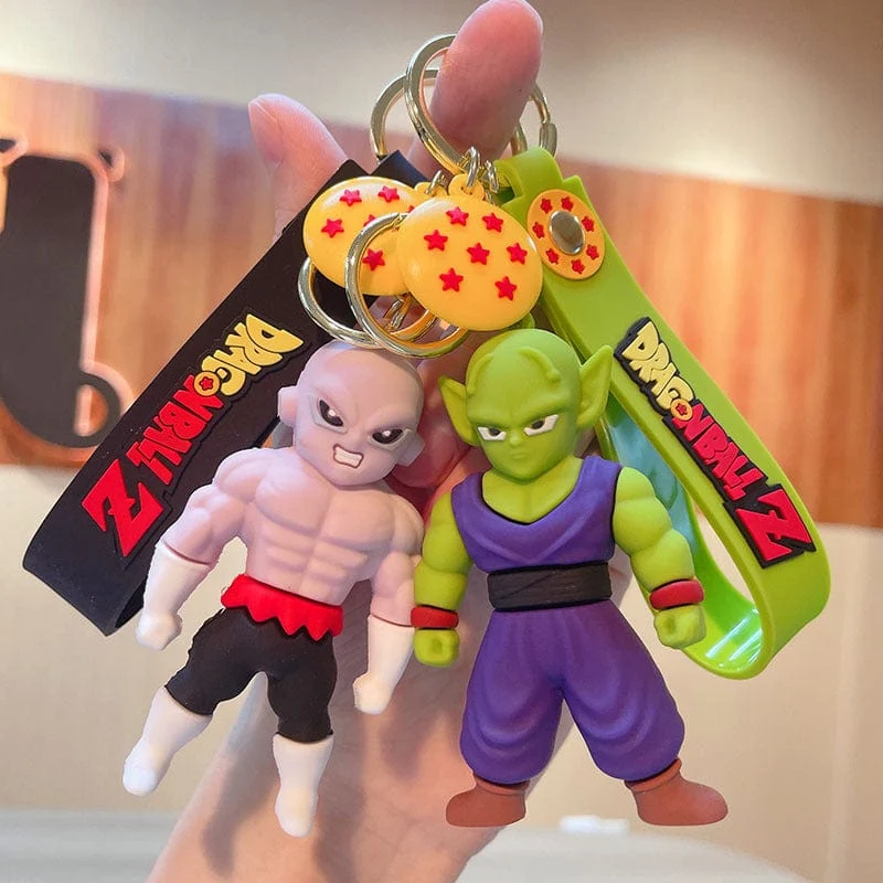 Anime Dragon Ball Schlüsselanhänger Modeschmuck Son Goku Vegeta Piccolo Actionfiguren 8CM PVC Schlüsselanhänger für Männer Frauen Taschenanhänger
