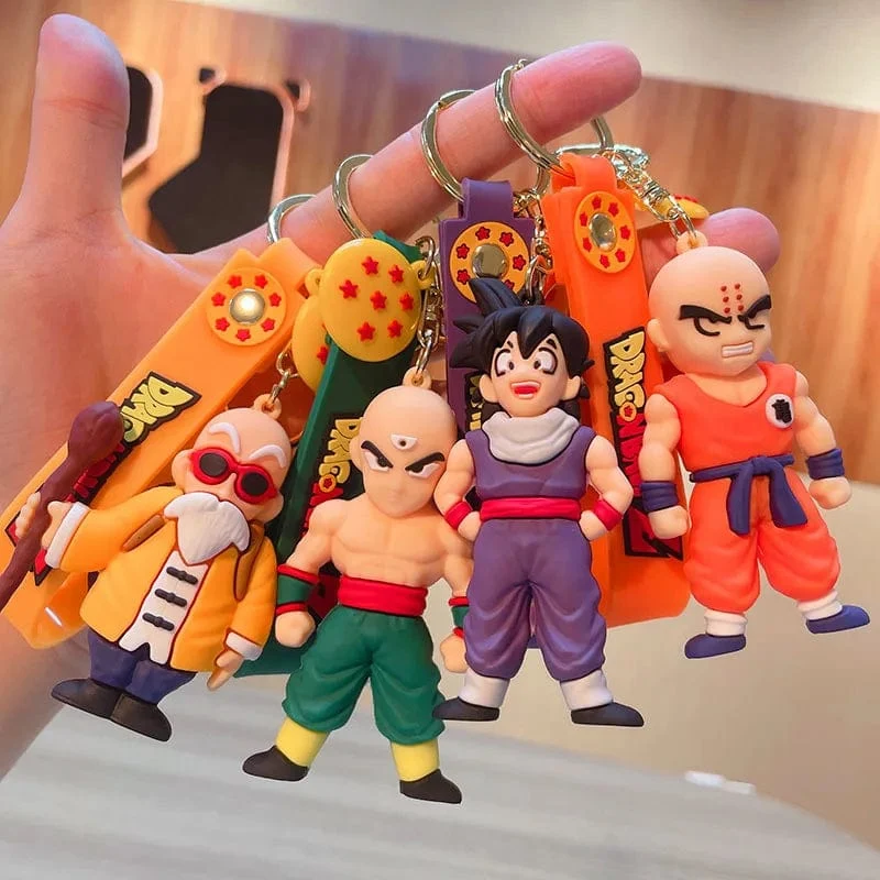 Anime Dragon Ball Schlüsselanhänger Modeschmuck Son Goku Vegeta Piccolo Actionfiguren 8CM PVC Schlüsselanhänger für Männer Frauen Taschenanhänger