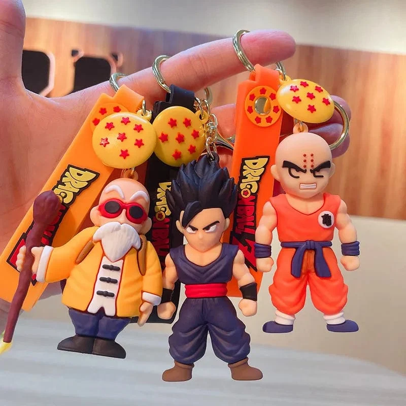 Anime Dragon Ball Schlüsselanhänger Modeschmuck Son Goku Vegeta Piccolo Actionfiguren 8CM PVC Schlüsselanhänger für Männer Frauen Taschenanhänger