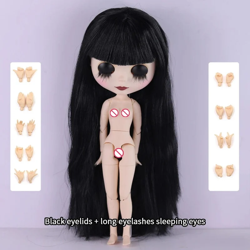 ICY DBS Blyth Puppe 1/6 Gelenkkörper 30cm Schwarzes Haar Schwarze Augenlider Lange Wimpern Schläfrige Augen Dark Series BJD Spielzeug Modegeschenke