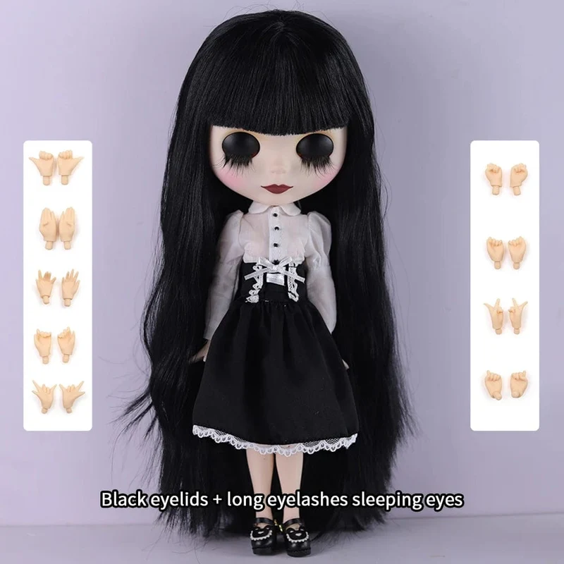 ICY DBS Blyth Puppe 1/6 Gelenkkörper 30cm Schwarzes Haar Schwarze Augenlider Lange Wimpern Schläfrige Augen Dark Series BJD Spielzeug Modegeschenke