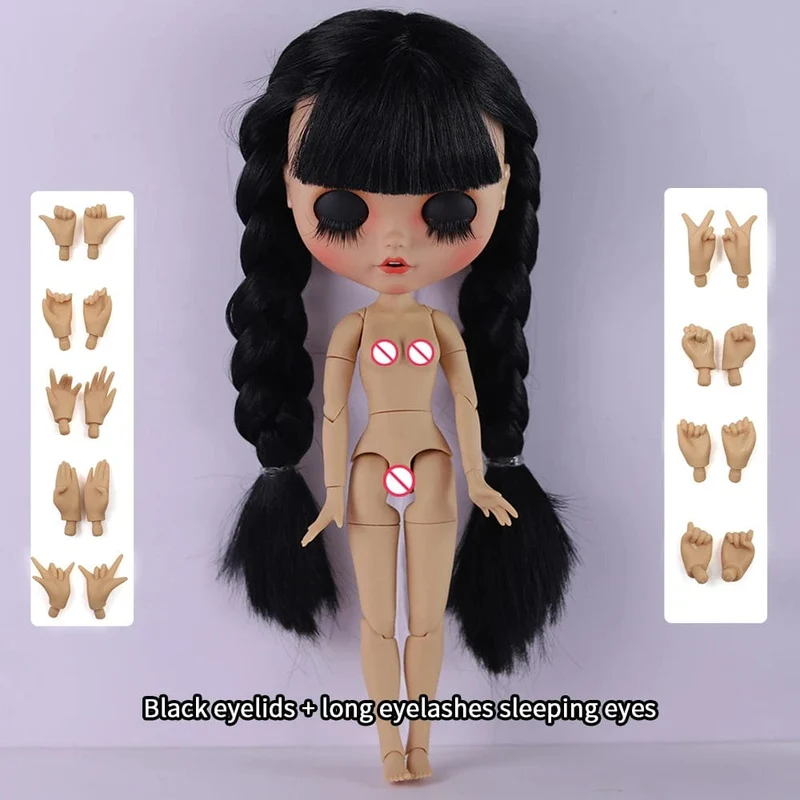ICY DBS Blyth Puppe 1/6 Gelenkkörper 30cm Schwarzes Haar Schwarze Augenlider Lange Wimpern Schläfrige Augen Dark Series BJD Spielzeug Modegeschenke
