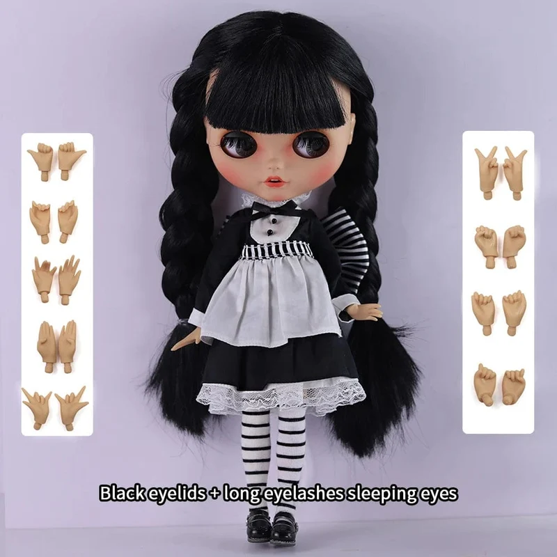 ICY DBS Blyth Puppe 1/6 Gelenkkörper 30cm Schwarzes Haar Schwarze Augenlider Lange Wimpern Schläfrige Augen Dark Series BJD Spielzeug Modegeschenke
