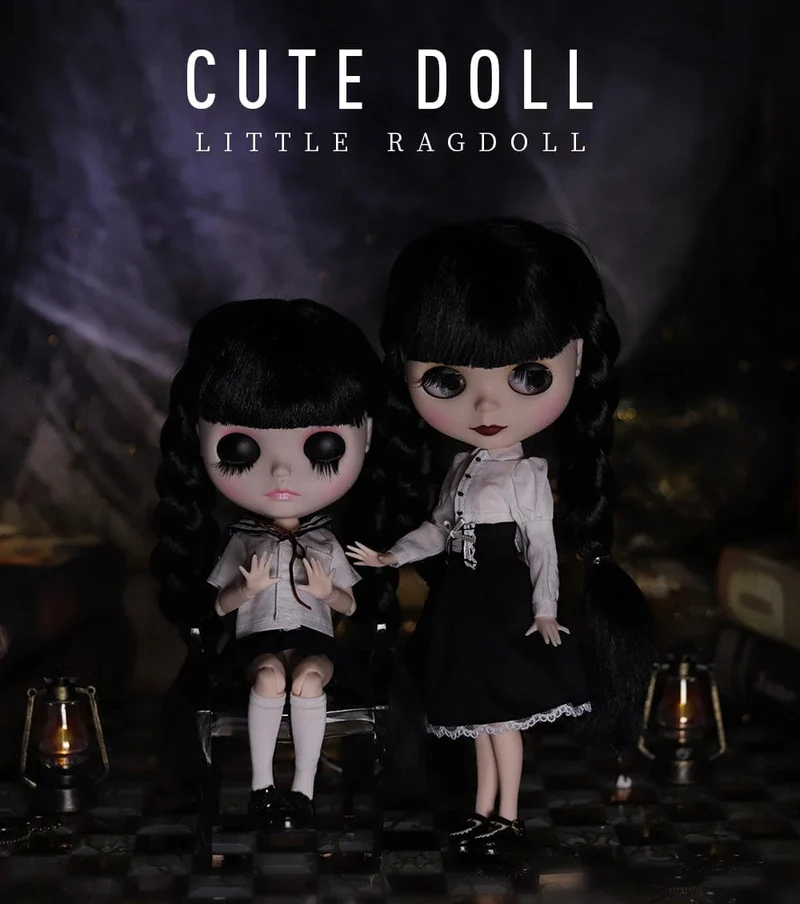 ICY DBS Blyth Puppe 1/6 Gelenkkörper 30cm Schwarzes Haar Schwarze Augenlider Lange Wimpern Schläfrige Augen Dark Series BJD Spielzeug Modegeschenke