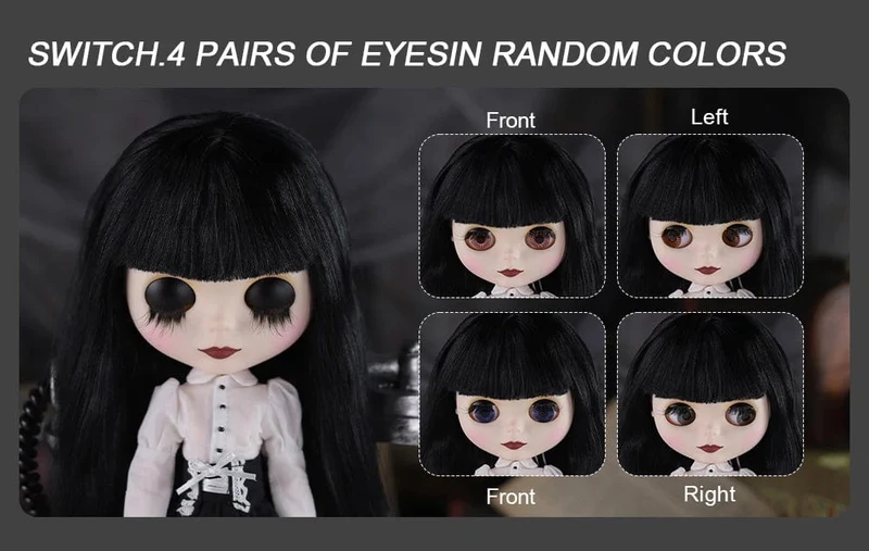 ICY DBS Blyth Puppe 1/6 Gelenkkörper 30cm Schwarzes Haar Schwarze Augenlider Lange Wimpern Schläfrige Augen Dark Series BJD Spielzeug Modegeschenke