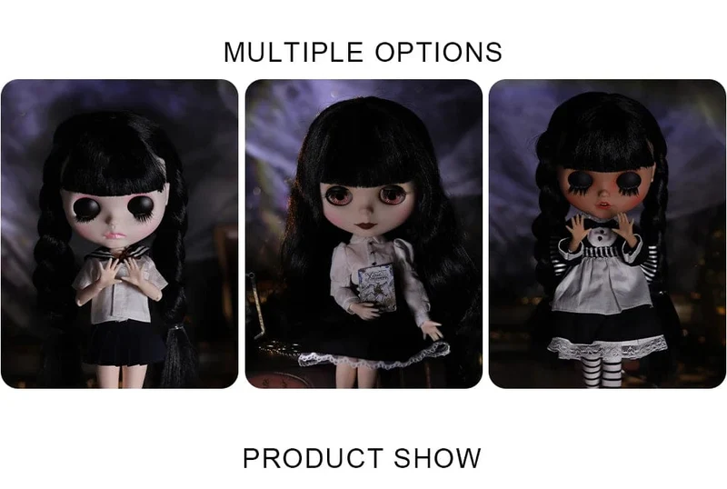 ICY DBS Blyth Puppe 1/6 Gelenkkörper 30cm Schwarzes Haar Schwarze Augenlider Lange Wimpern Schläfrige Augen Dark Series BJD Spielzeug Modegeschenke