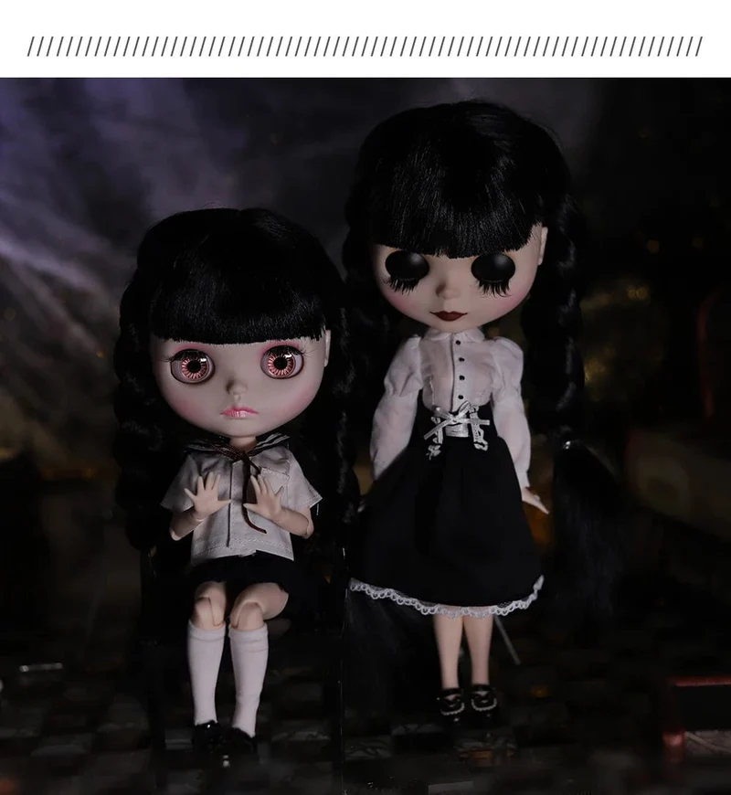 ICY DBS Blyth Puppe 1/6 Gelenkkörper 30cm Schwarzes Haar Schwarze Augenlider Lange Wimpern Schläfrige Augen Dark Series BJD Spielzeug Modegeschenke
