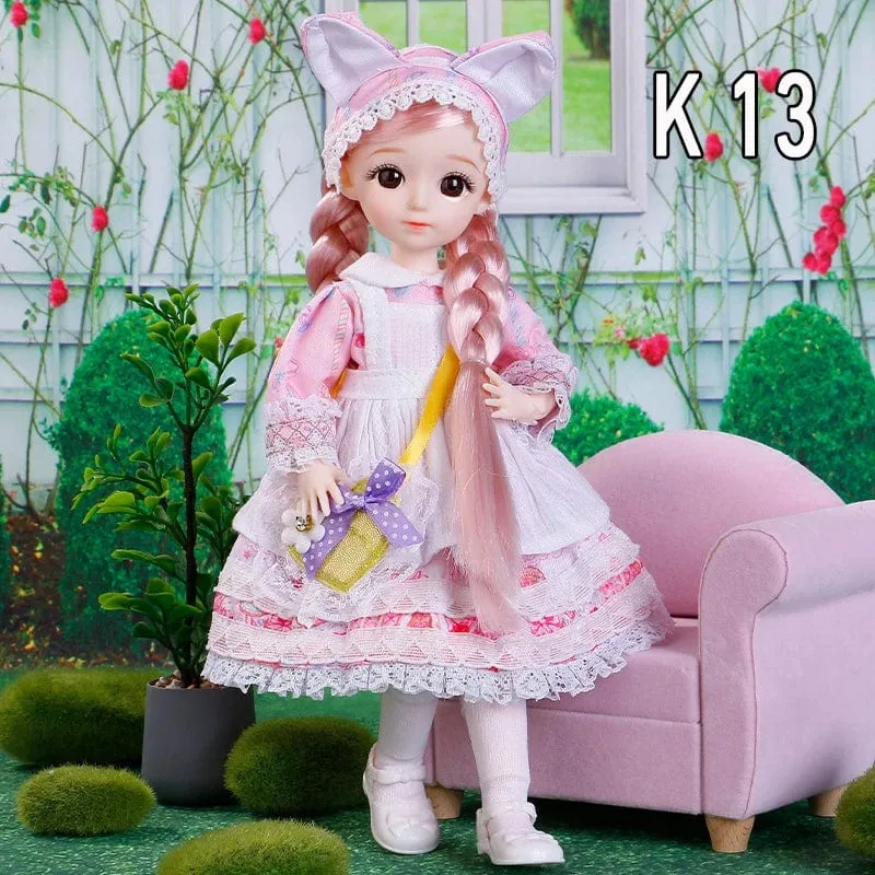 30cm Bjd Puppen Prinzessin Volles Set 1/6 Anime Bjd Mit Kleidung 23 Gemeinsame Bewegliche Körper 3D Augen Mädchen Verkleiden Geburtstag Geschenke Spielzeug