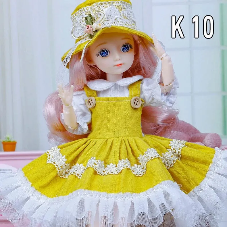 30cm Bjd Puppen Prinzessin Volles Set 1/6 Anime Bjd Mit Kleidung 23 Gemeinsame Bewegliche Körper 3D Augen Mädchen Verkleiden Geburtstag Geschenke Spielzeug