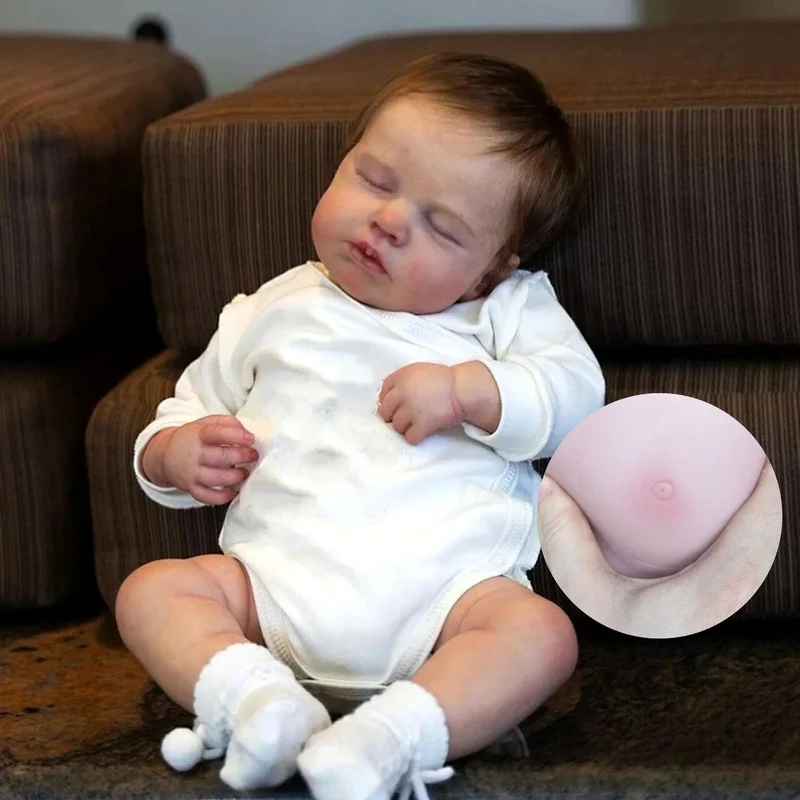 20 Zoll LouLou Reborn Babypuppe Junge und Mädchen Ganzkörper-Silikon-Vinyl mit verwurzeltem Haar Sichtbare Adern Handgemachte lebensechte Rebornpuppe