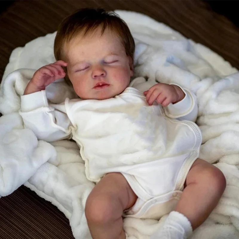 20 Zoll LouLou Reborn Babypuppe Junge und Mädchen Ganzkörper-Silikon-Vinyl mit verwurzeltem Haar Sichtbare Adern Handgemachte lebensechte Rebornpuppe