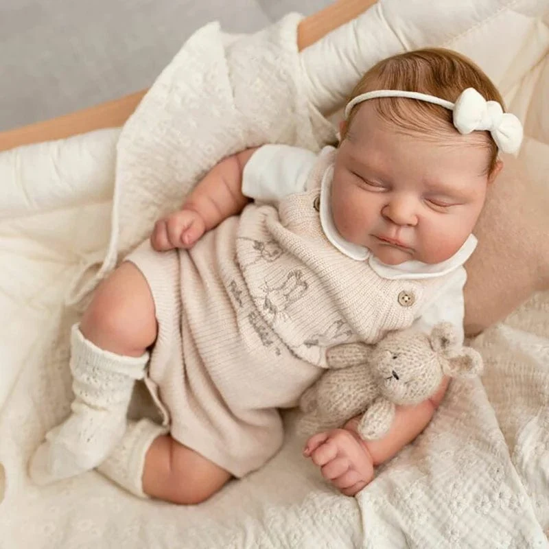 NPK 21 Zoll, bereits fertig bemalte Reborn-Puppenteile, Pfirsiche, süßes Baby, 3D-Malerei mit sichtbaren Adern, Stoffkörper inklusive