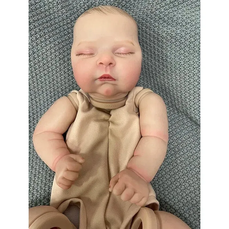 NPK 21 Zoll, bereits fertig bemalte Reborn-Puppenteile, Pfirsiche, süßes Baby, 3D-Malerei mit sichtbaren Adern, Stoffkörper inklusive