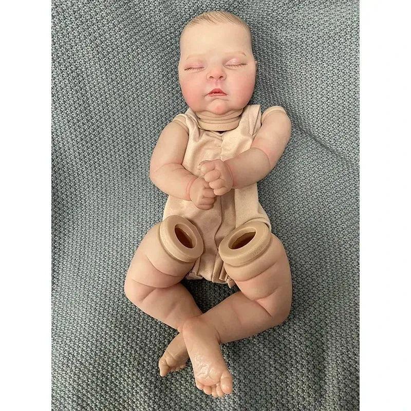 NPK 21 Zoll, bereits fertig bemalte Reborn-Puppenteile, Pfirsiche, süßes Baby, 3D-Malerei mit sichtbaren Adern, Stoffkörper inklusive