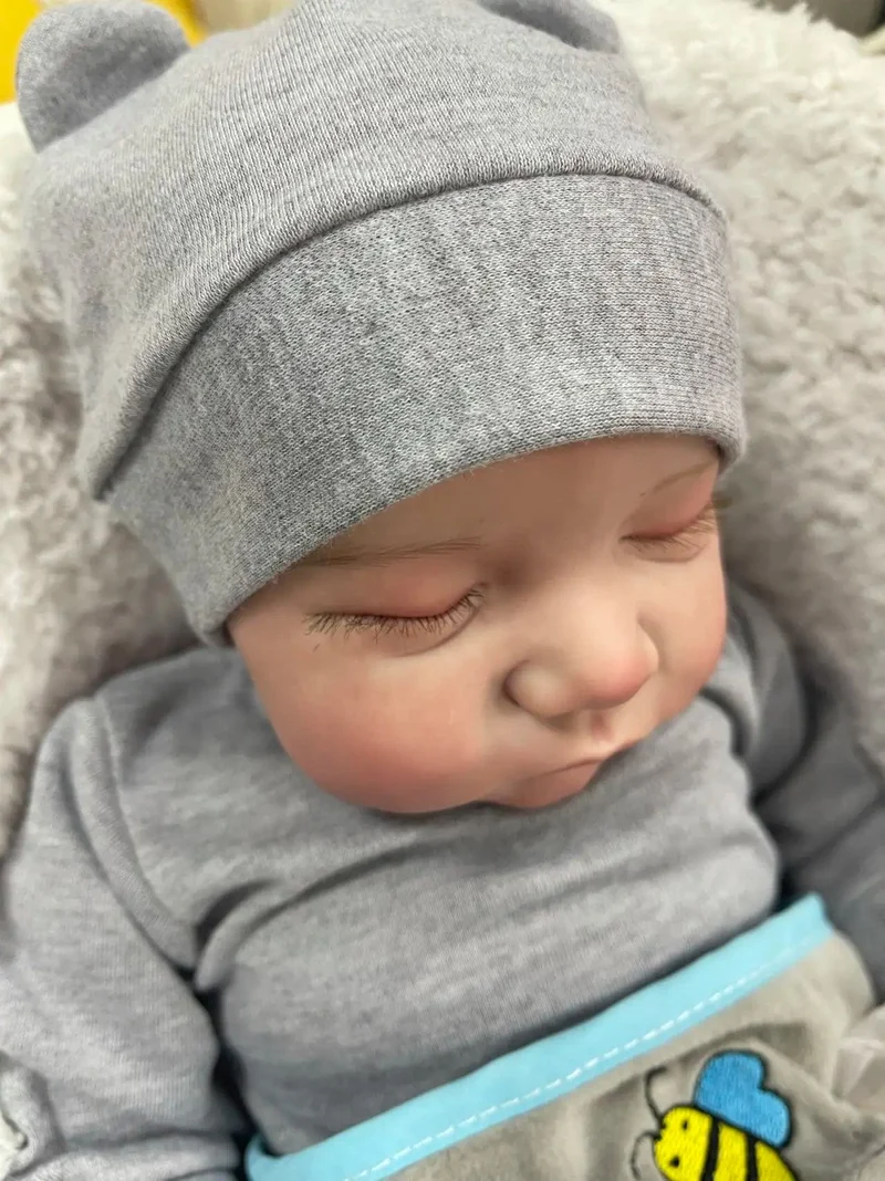 20 Zoll Levi Reborn Baby Realistischer Vinylkörper Lebendig LoL Bebe Neugeborene Fertige, mit Haaren bemalte Puppe Kinder Mädchen Geschenkpuppen 4.7