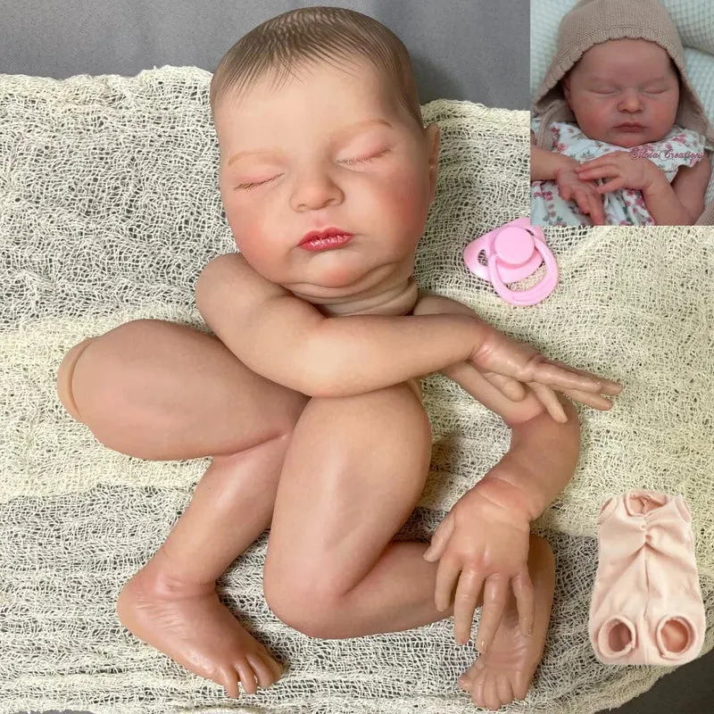 20 Zoll, bereits bemaltes Reborn-Puppenset Laura, 3D-bemalte Hautform, hochwertige handgefertigte Neugeborenen-Babypuppenteile mit Stoffkörper