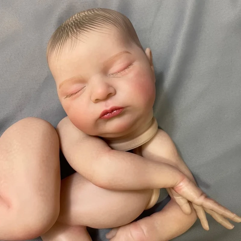 20 Zoll, bereits bemaltes Reborn-Puppenset Laura, 3D-bemalte Hautform, hochwertige handgefertigte Neugeborenen-Babypuppenteile mit Stoffkörper