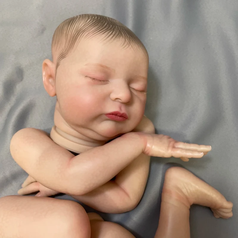 20 Zoll, bereits bemaltes Reborn-Puppenset Laura, 3D-bemalte Hautform, hochwertige handgefertigte Neugeborenen-Babypuppenteile mit Stoffkörper