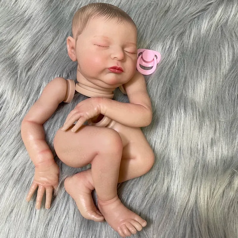 20 Zoll, bereits bemaltes Reborn-Puppenset Laura, 3D-bemalte Hautform, hochwertige handgefertigte Neugeborenen-Babypuppenteile mit Stoffkörper