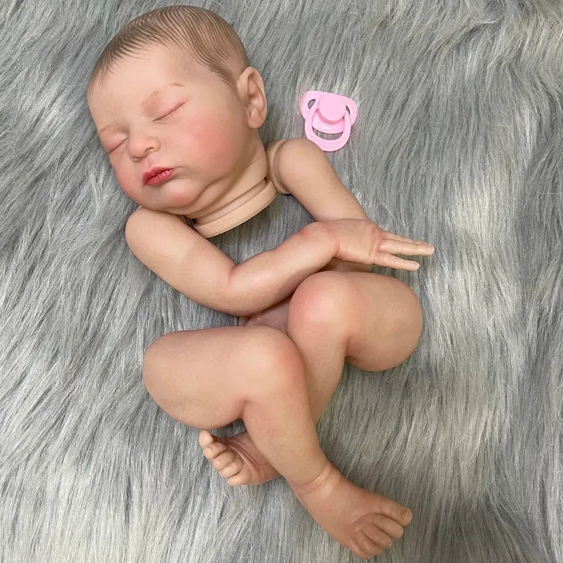 20 Zoll, bereits bemaltes Reborn-Puppenset Laura, 3D-bemalte Hautform, hochwertige handgefertigte Neugeborenen-Babypuppenteile mit Stoffkörper