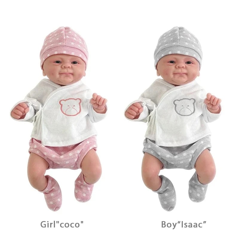 14 zoll Volle Körper Silikon Bebe Reborn Junge „Isaac“ Puppe Mädchen „Coco“ Weiche Puppen Lebensechte Baby DIY Blank Spielzeug