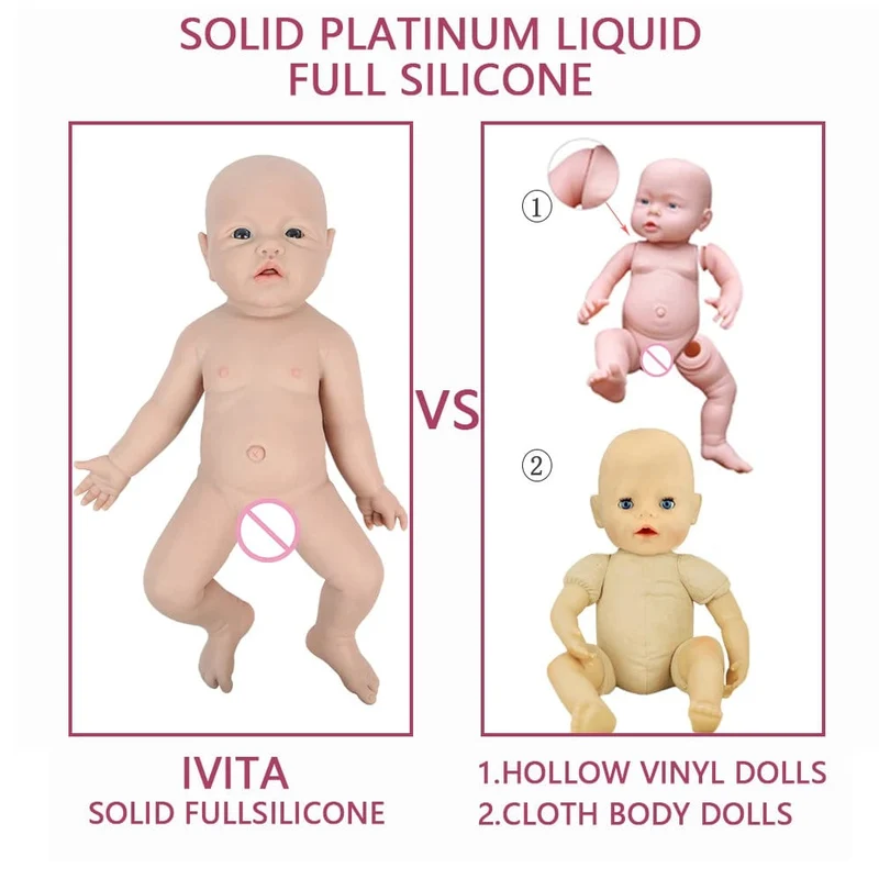 IVITA WG1526 16.92 Zoll 2.69 kg Ganzkörper-Silikon Reborn Babypuppe Realistische Mädchenpuppen Unbemalt DIY Blank Baby Kinderspielzeug