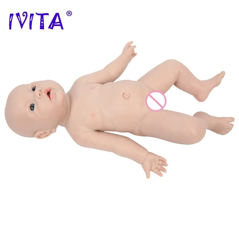 IVITA WG1526 16.92 Zoll 2.69 kg Ganzkörper-Silikon Reborn Babypuppe Realistische Mädchenpuppen Unbemalt DIY Blank Baby Kinderspielzeug